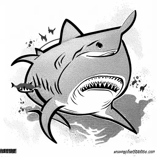 Shark Silhouette With Color Red