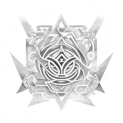 Design A Tribal Symbol Integrated With Anime Elements In A Dotwork Style