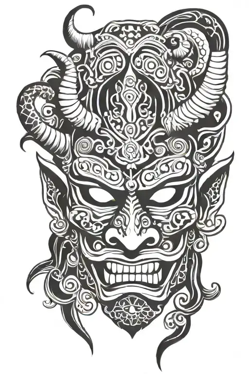 Nepali Tattoo X Japanese Demon Mask