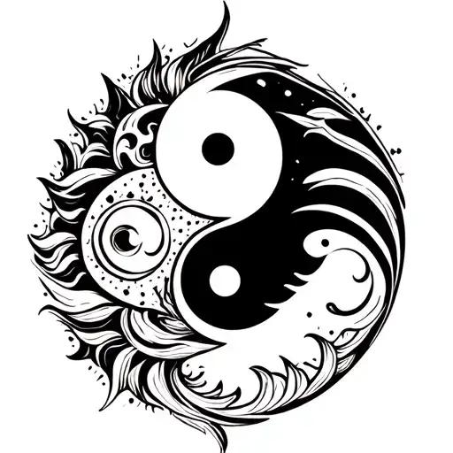Yin Yang Design With Sun And Moon