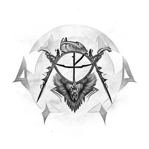 Raven With The Rune Of Hugin Along