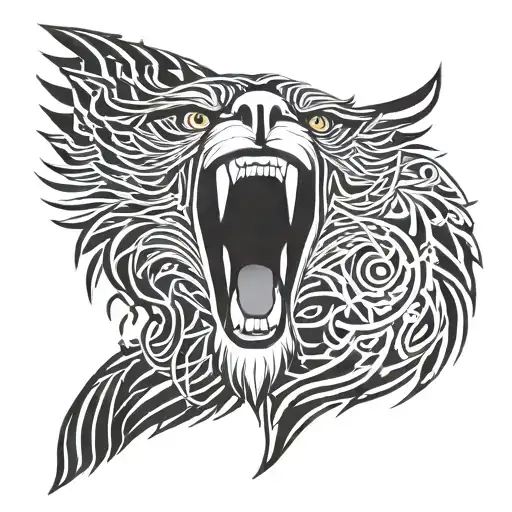 Eagle Going Out Of Mouth Of Wolf That Goes Out Of Mouth Of Lion