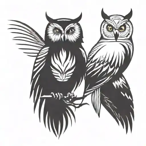 White Owl And Back Crow Minimal