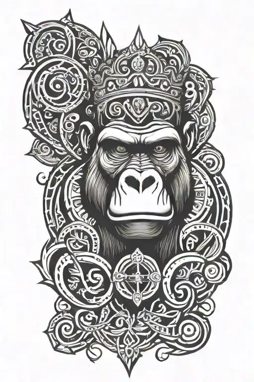 Gorilla King Tattoo Symmetry Design Inspired