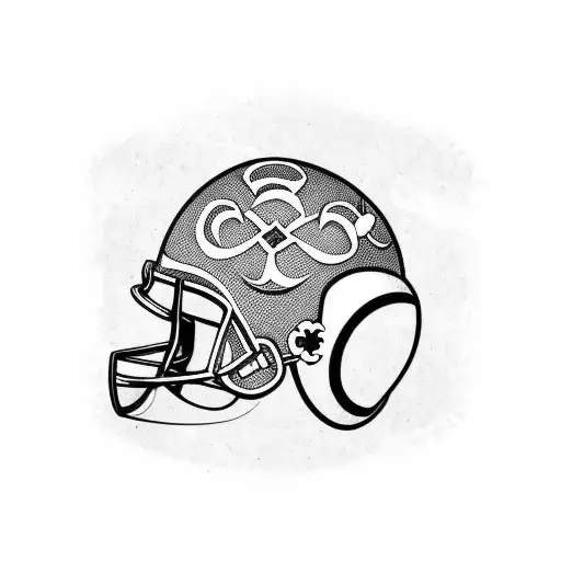 A Retro Football Helmet With A Four-leaf Clover Design