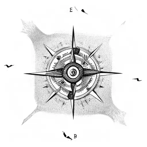 Viking Compass With 2 Crows And Tree Roots