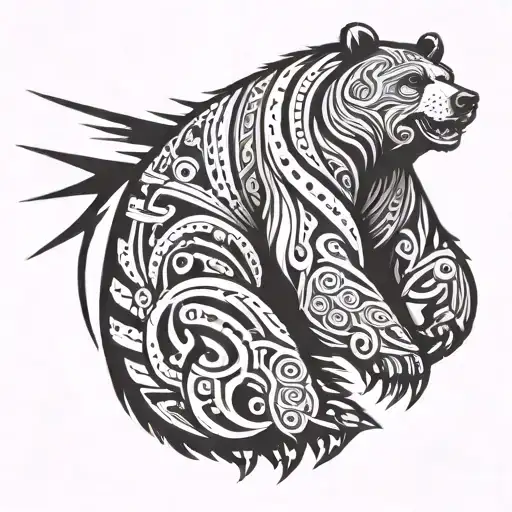 Bear Black In Arm Tattoo Design