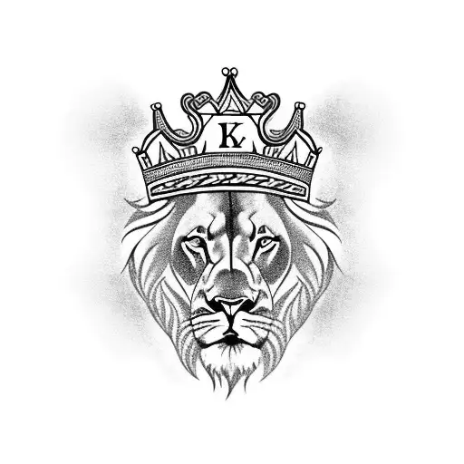 A Five Point Crown With The Letters Lk On It And A Lion Wearing The Crown