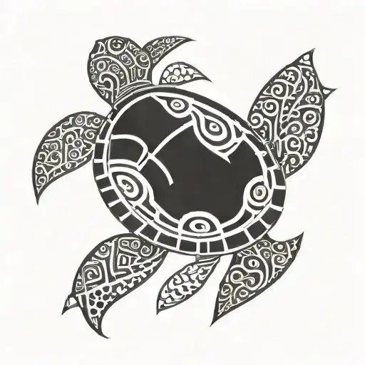 Turtle With Crucifix On Shell Pattern