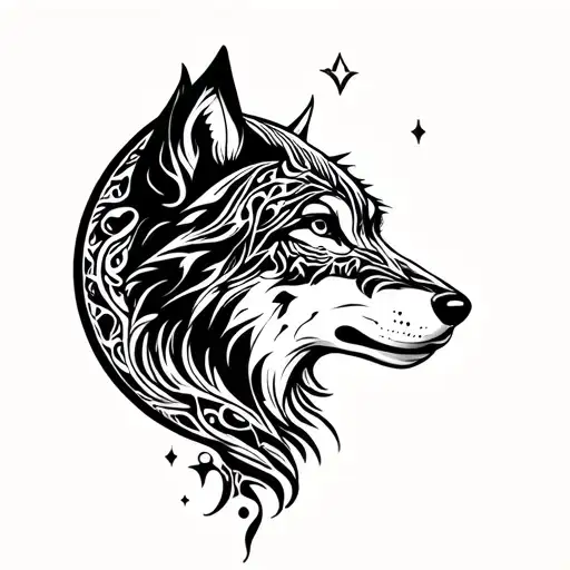 Moon And Wolf Blended