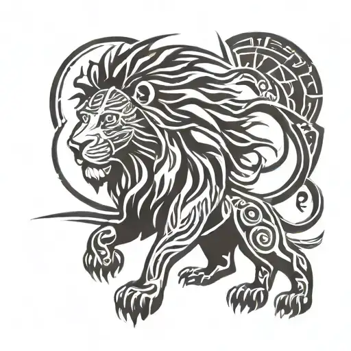 Lion And Rising Sun Shining