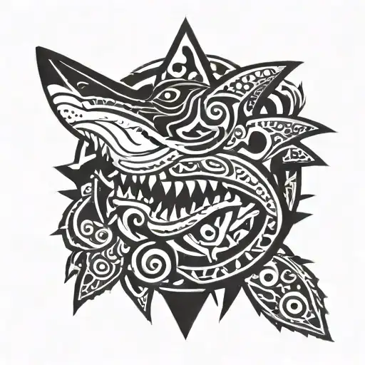 Tribal Shark Head Surrounded