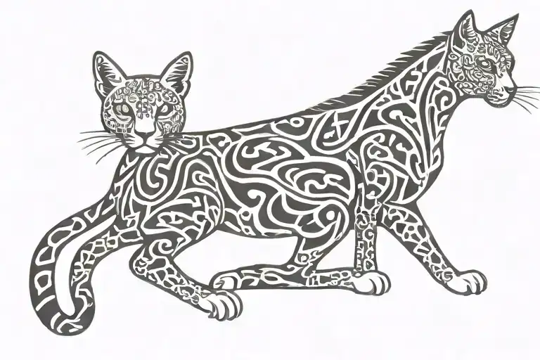 Cat Sitting On Giraffe Full Body