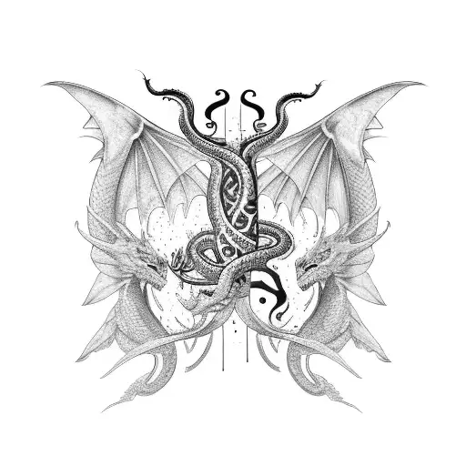 A Mystical Creature With The Body Of A Snake And Wings Of A Dragon