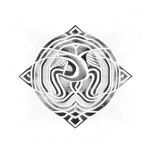 A Geometric Design Combining A Snake And A Phoenix