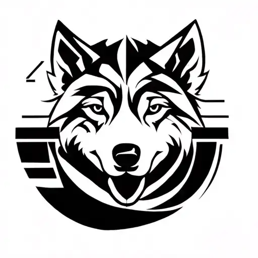 Moon And Wolf Blended And Minimalist Style And Geometric With Not Too Much Shadow