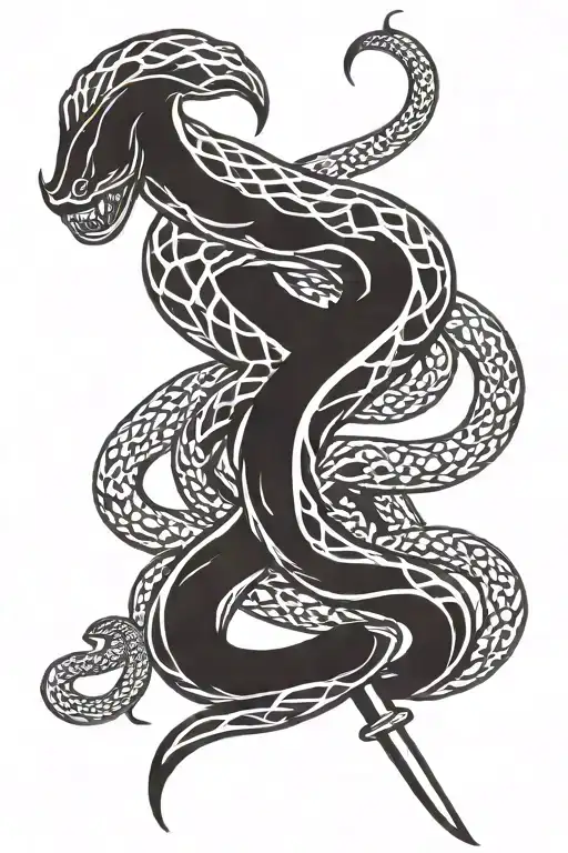 Snake With A Sword In Head