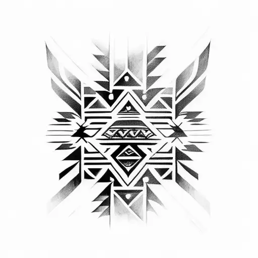 A Sketch-style Tattoo Blending Native American And Samoan Patterns