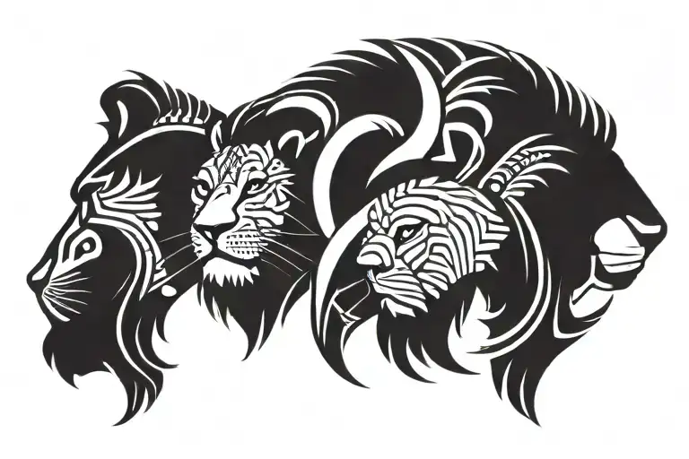 Male Lion Profile Head Profile Holding