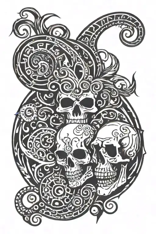 Zodiac Aquarius And Skull