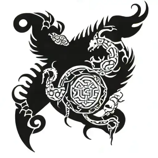 Leo And Scorpio Zodiac Tattoo Design Incorporating Symbols