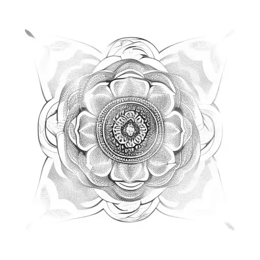 Abstract Rose Design Intertwined With A Mandala Dream Catcher
