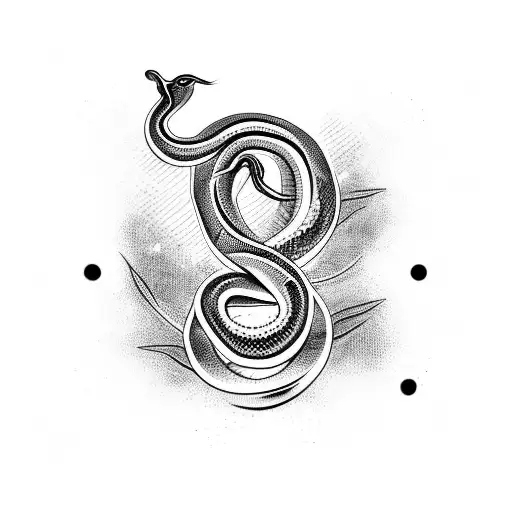 Tribal Tattoo Graphic Design In Black With White Background Of A Snake