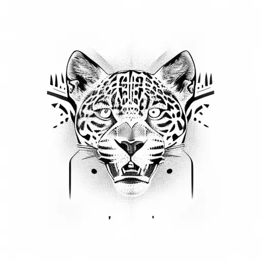 Jaguar Face With Spiritual Background