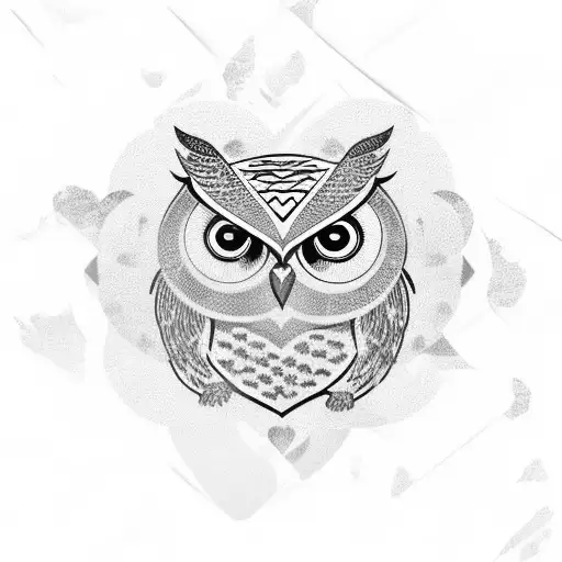 Owl And A Bear In A Heart With Swirling Green And Blue Colors