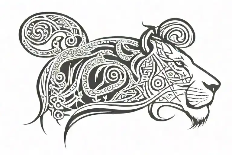 Male Lion Profile Head Profile Holding