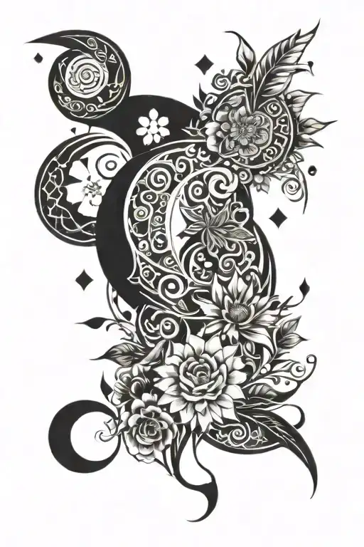 Katrina And Flowers Around The Moon