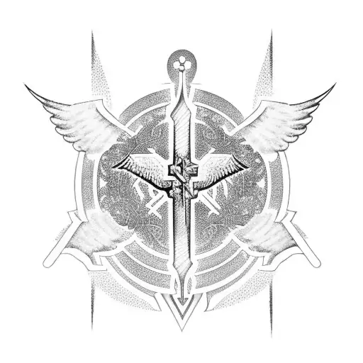 Arm Sleeve Of Angels And Christian Symbols