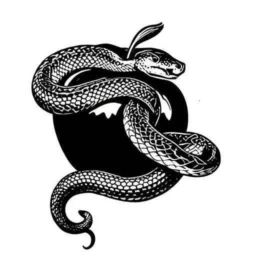Snake Wrapped Around An Apple