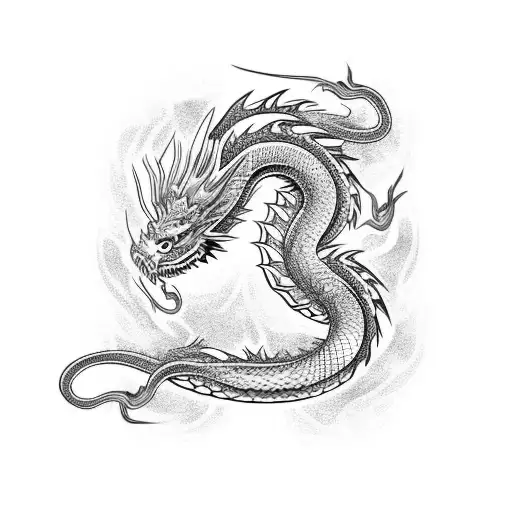 Tattoo Colour Back Of Fancy Snake Dragon