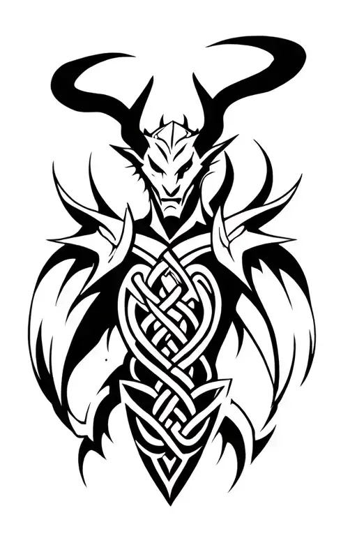 Demon On Armor Featuring Trinity Knot
