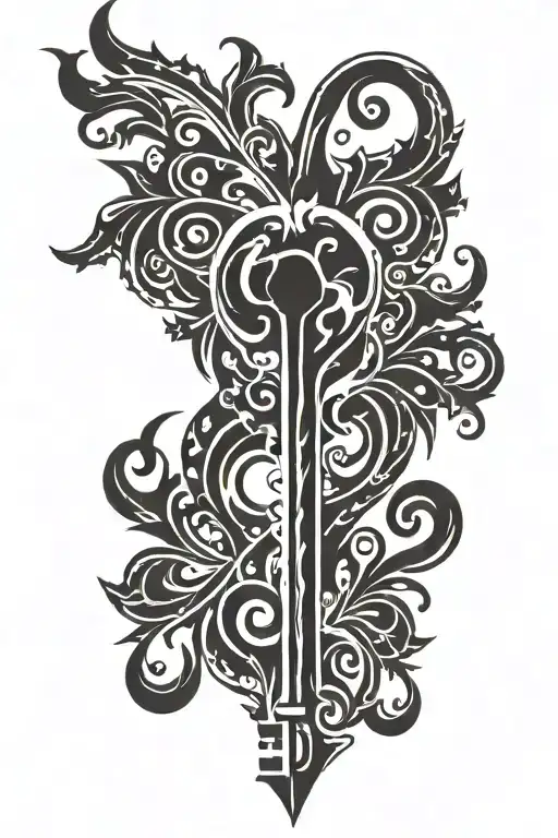 Key With A Heart-shaped Bow And A Flame Of Fire At The Tip