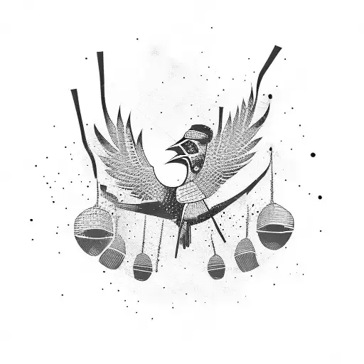 American Bird Dropping Explosive Bomb Tattoo