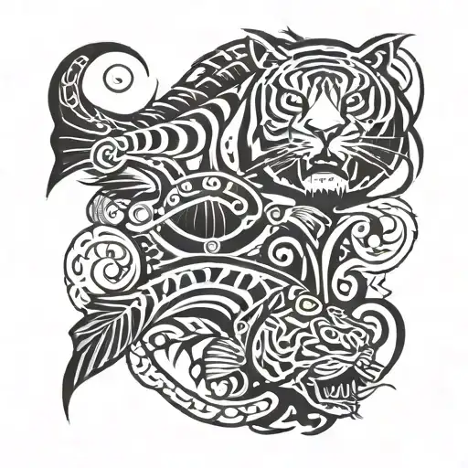 Fish And Tiger Tattoo