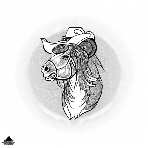 Banded Tatoo On The Arm With Red Orange Hues And A Cowboy Riding A Horse In The Middle