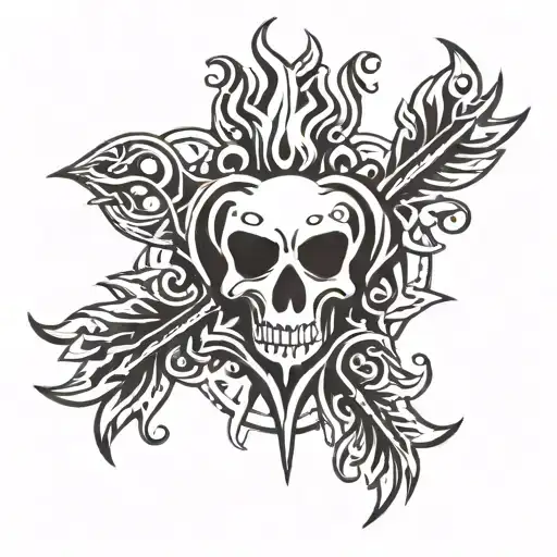 A Key With A Heart-shaped Bow And A Flame Of Fire At The Tip