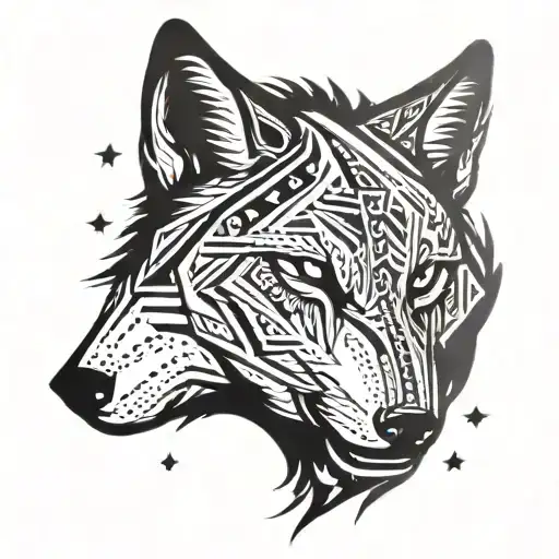 Wolf With Stars In Background