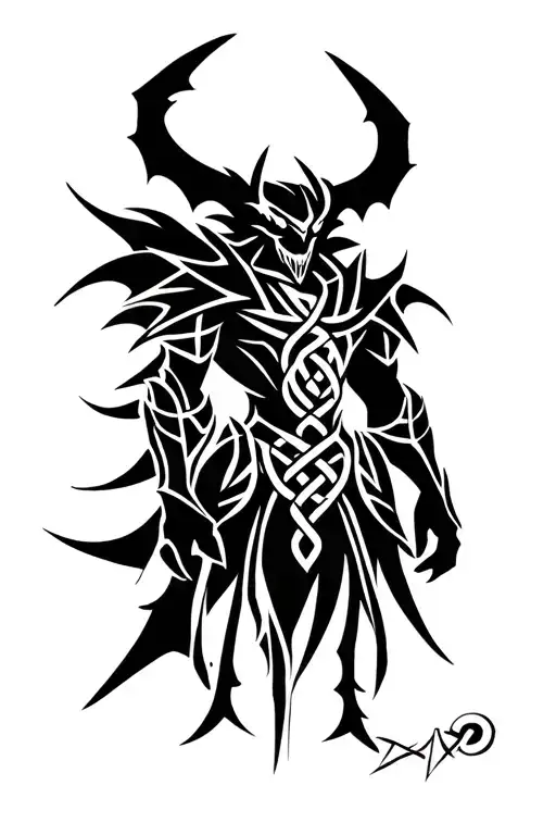 Demon On Armor Featuring Trinity Knot