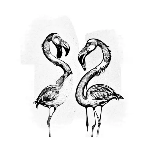 2 Large And 1 Small Flamingo