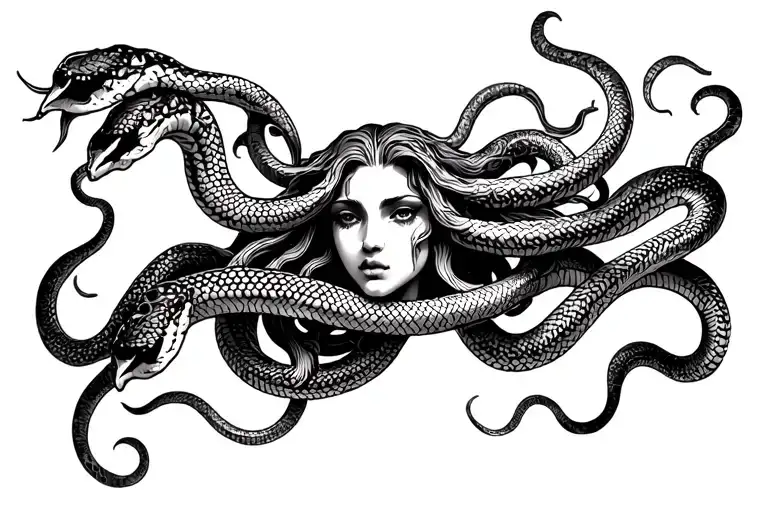 Medusa With Snakes Wrapping Around Forearm