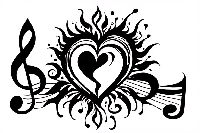 Broken Heart Surrounded My Music Notes