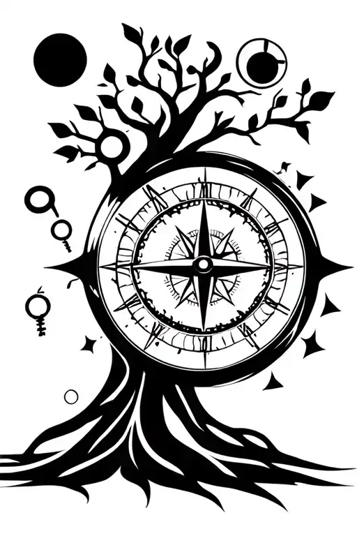 Clock Compass Eye Key Tree Planet Son
