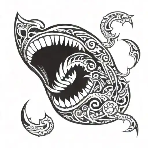 Mouth With Teeth Full Of Fire Wood