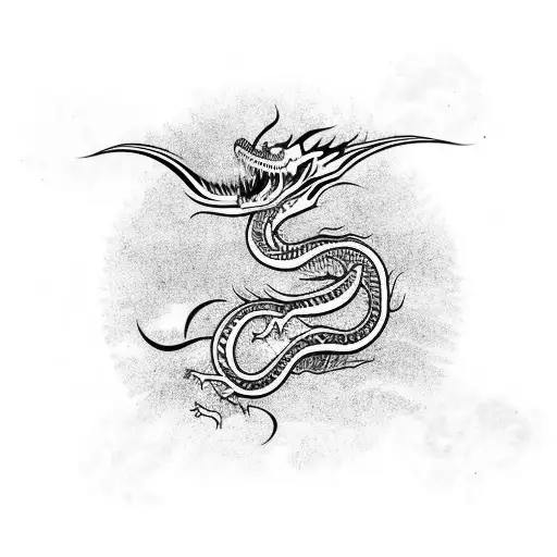 Long Dragon With Claws Eyes And Jaws