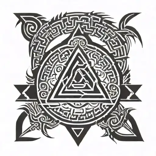 Ouroboros Circling A Valknut Symbol
