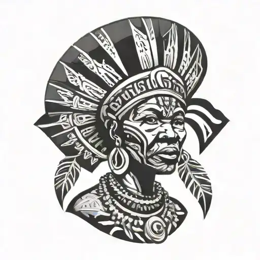 Old Southern African American Woman In The Style Of A Warrior